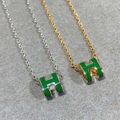 [Ornora Jewelry]POP H GREEN NECKLACE SILVER AND GOLD