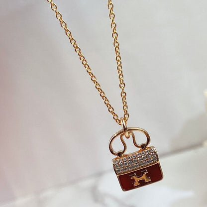 [Ornora Jewelry]CONSTANCE RED PEDANT PINK GOLD NECKLACE