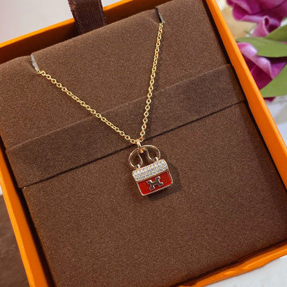 [Ornora Jewelry]CONSTANCE RED PEDANT PINK GOLD NECKLACE