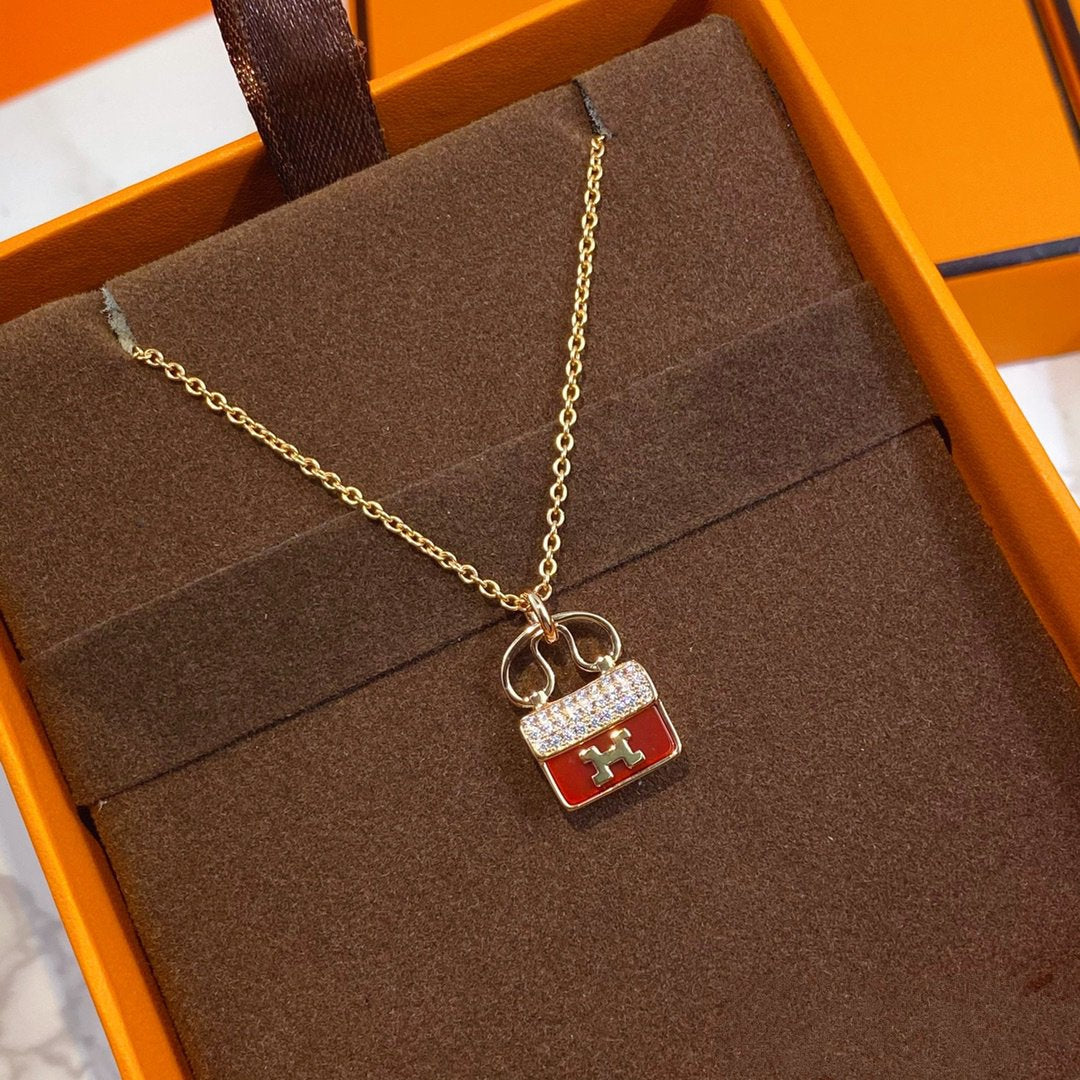 [Ornora Jewelry]CONSTANCE RED PEDANT PINK GOLD NECKLACE