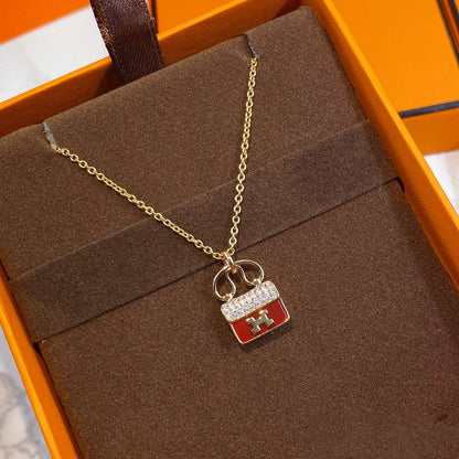 [Ornora Jewelry]CONSTANCE RED PEDANT PINK GOLD NECKLACE