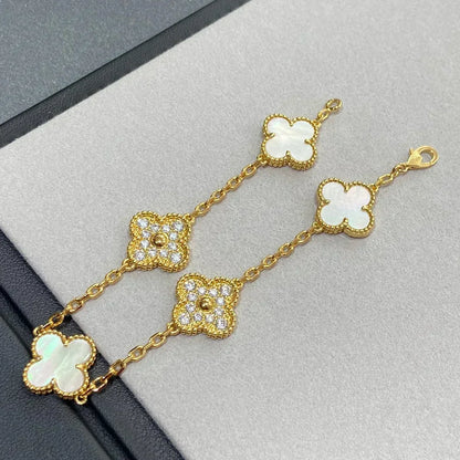 [Ornora Jewelry]CLOVER WHITE PEARL MOP 5 MOTIF BRACELET COLLECTION