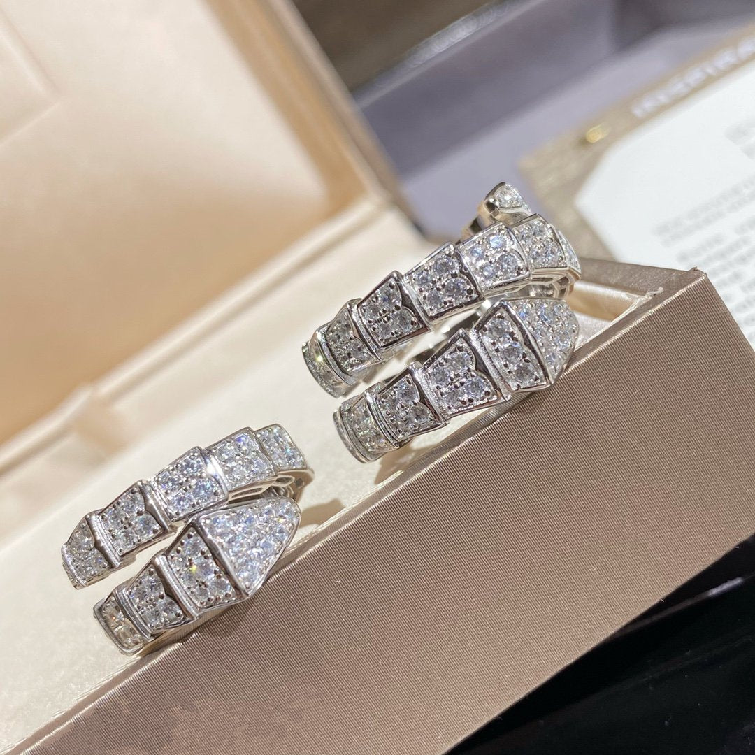 [Ornora Jewelry]SERPENTI DOUBLE RING SILVER DIAMOND PAVED