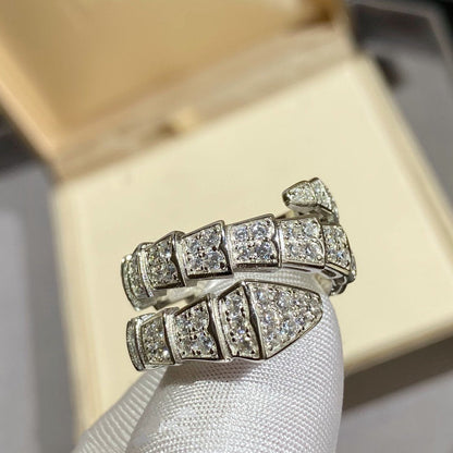 [Ornora Jewelry]SERPENTI DOUBLE RING SILVER DIAMOND PAVED