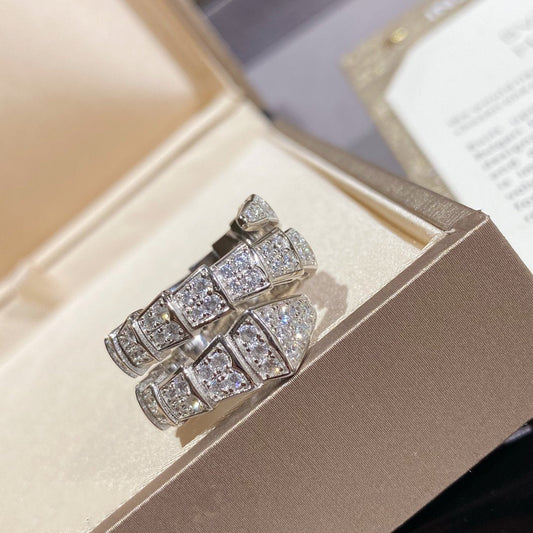 [Ornora Jewelry]SERPENTI DOUBLE RING SILVER DIAMOND PAVED