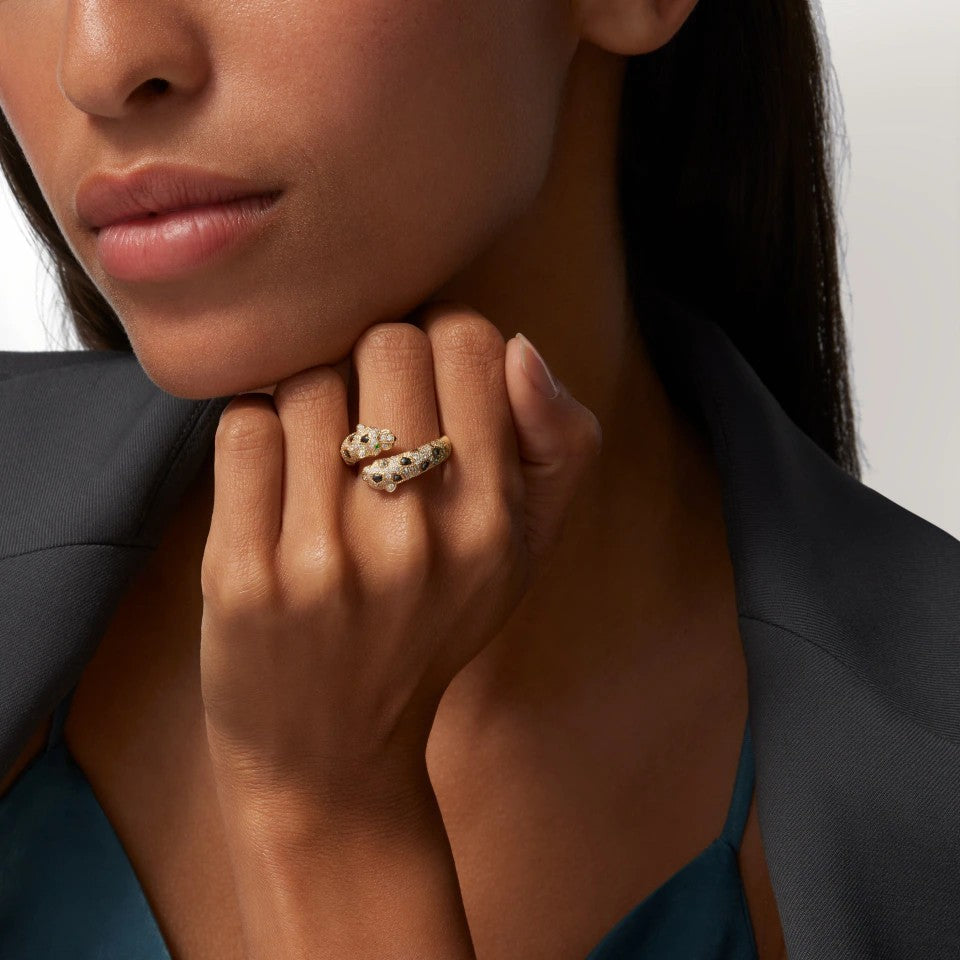 [Ornora Jewelry]PANTHERE DOUBLE HEADED FULL DIAMOND  RING