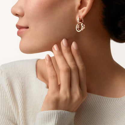 [Ornora Jewelry]LOVE 3.3MM DANGLE HALF DIAMOND EARRINGS