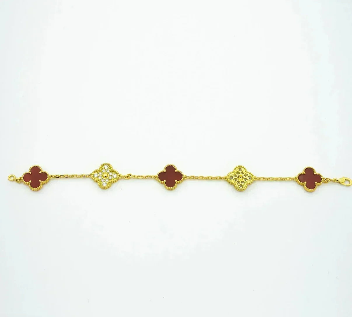 [Ornora Jewelry] CLOVER 5 MOTIF RED CORNELIAN BRACELET COLLECTION