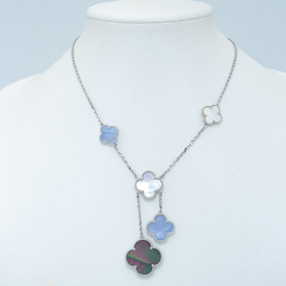 [Ornora Jewelry]CLOVER MOP CHALCEDONY NECKLACE SILVER 6 MOTIF