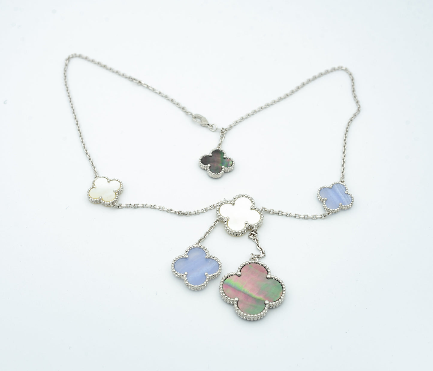 [Ornora Jewelry]CLOVER MOP CHALCEDONY NECKLACE SILVER 6 MOTIF