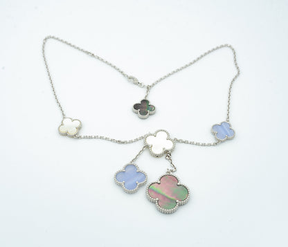 [Ornora Jewelry]CLOVER MOP CHALCEDONY NECKLACE SILVER 6 MOTIF
