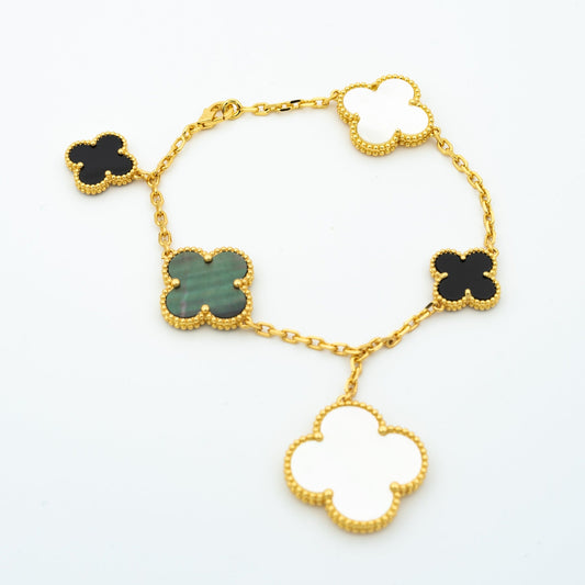 [Ornora Jewelry]CLOVER BRACELET 5 MOTIFS ONYX MOP