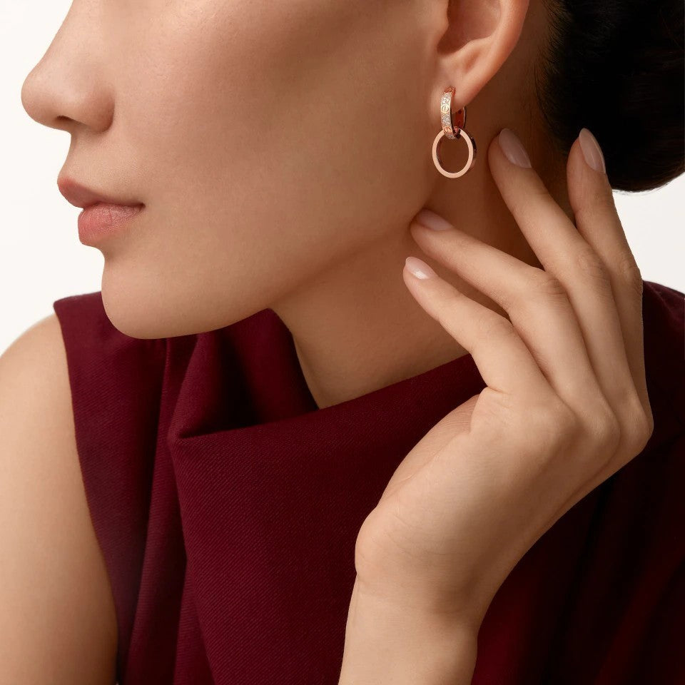 [Ornora Jewelry]LOVE 3.3MM DANGLE HALF DIAMOND EARRINGS