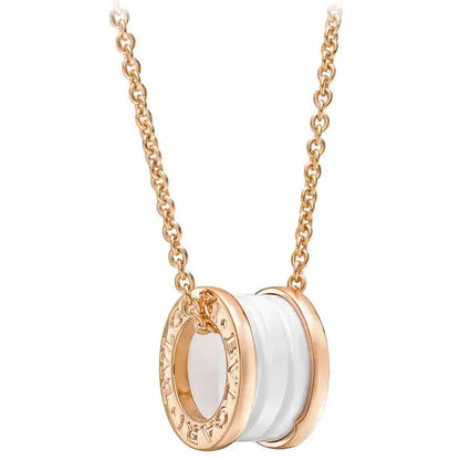 [Ornora Jewelry]ZERO 1 WHITE CERAMIC PINK GOLD DIAMOND NECKLACE
