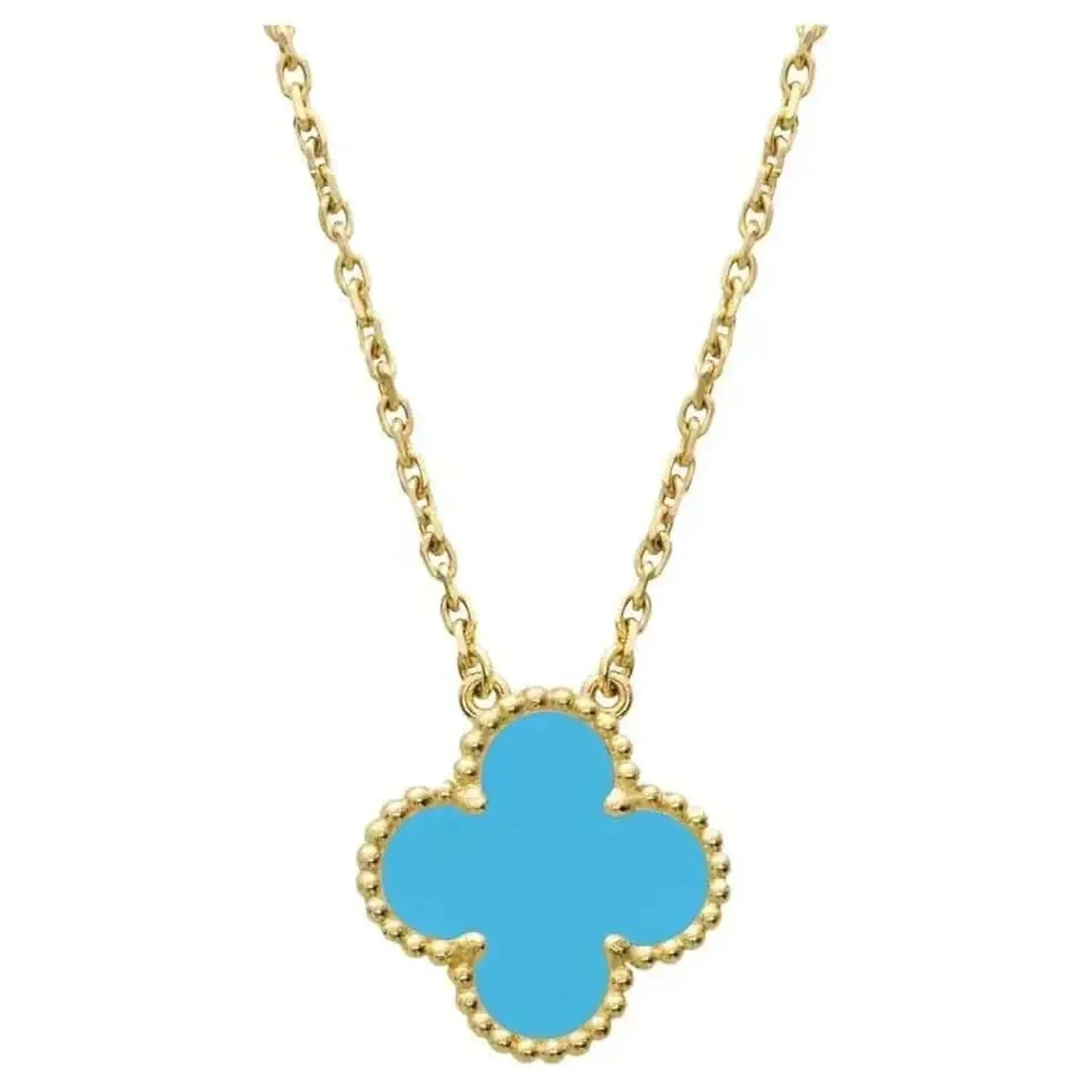 [Ornora Jewelry]CLOVER 15MM VINTAGE TURQUOISE NECKLACE