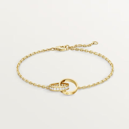 [Ornora Jewelry]LOVE DOUBLE RING HALF DIAMOND BRACELET
