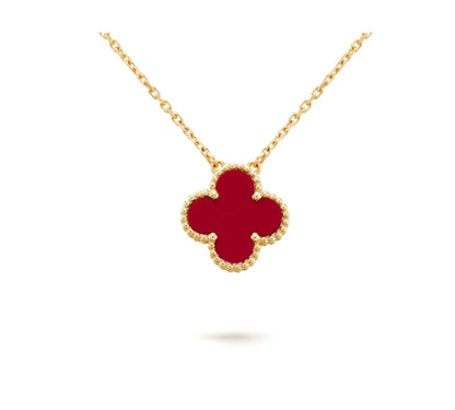 [Ornora Jewelry]CLOVER 15MM CARNELIAN SINGLE FLOWER NECKLACE