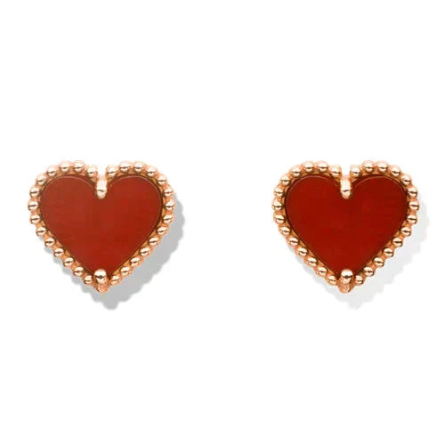 [Ornora Jewelry]HEART CARNELIAN STUD EARRINGS