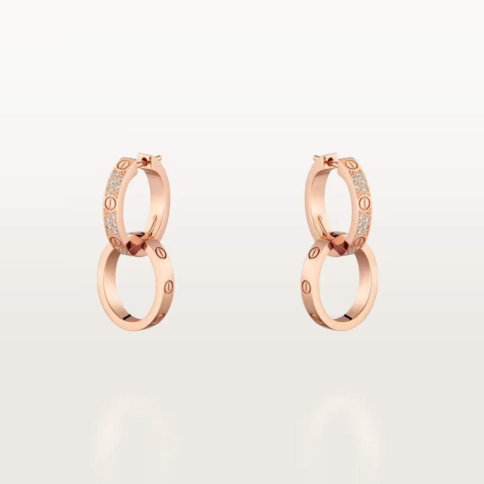 [Ornora Jewelry]LOVE 3.3MM DANGLE HALF DIAMOND EARRINGS