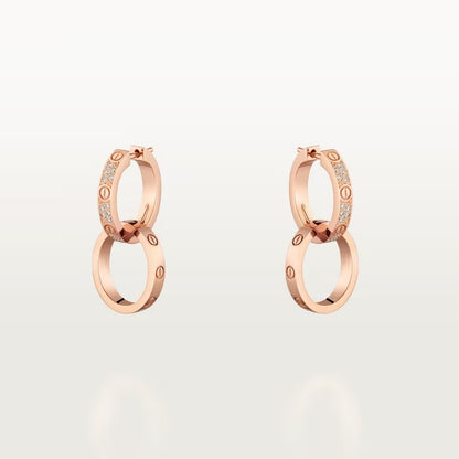 [Ornora Jewelry]LOVE 3.3MM DANGLE HALF DIAMOND EARRINGS
