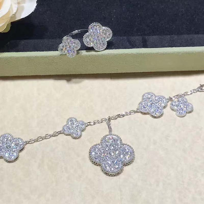 [Ornora Jewelry]CLOVER 6 MOTIFS SILVER DIAMOND BRACELET