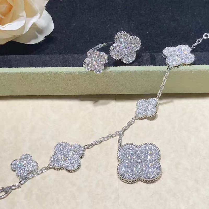 [Ornora Jewelry]CLOVER 6 MOTIFS SILVER DIAMOND BRACELET