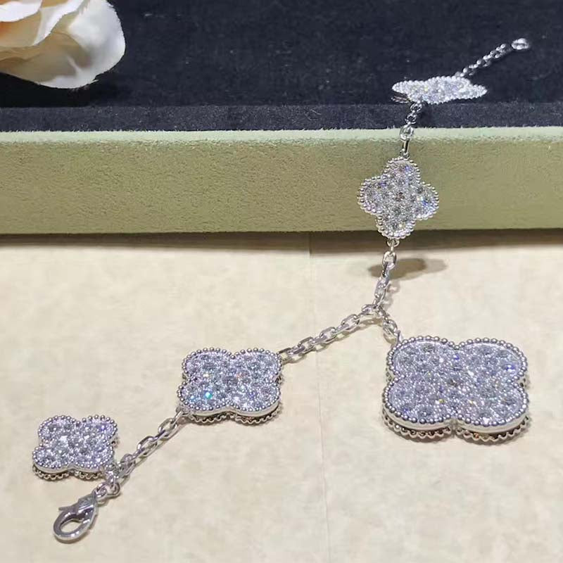 [Ornora Jewelry]CLOVER 6 MOTIFS SILVER DIAMOND BRACELET