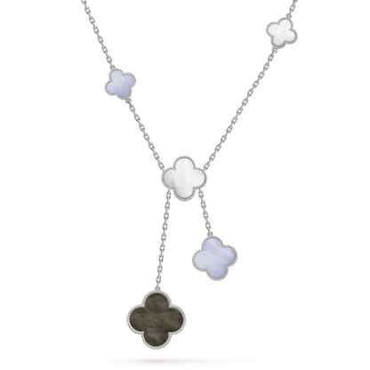 [Ornora Jewelry]CLOVER MOP CHALCEDONY NECKLACE SILVER 6 MOTIF