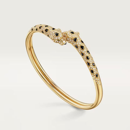 [Ornora Jewelry]PANTHERE DOUBLE HEADED HALF DIAMOND OPEN BRACELET