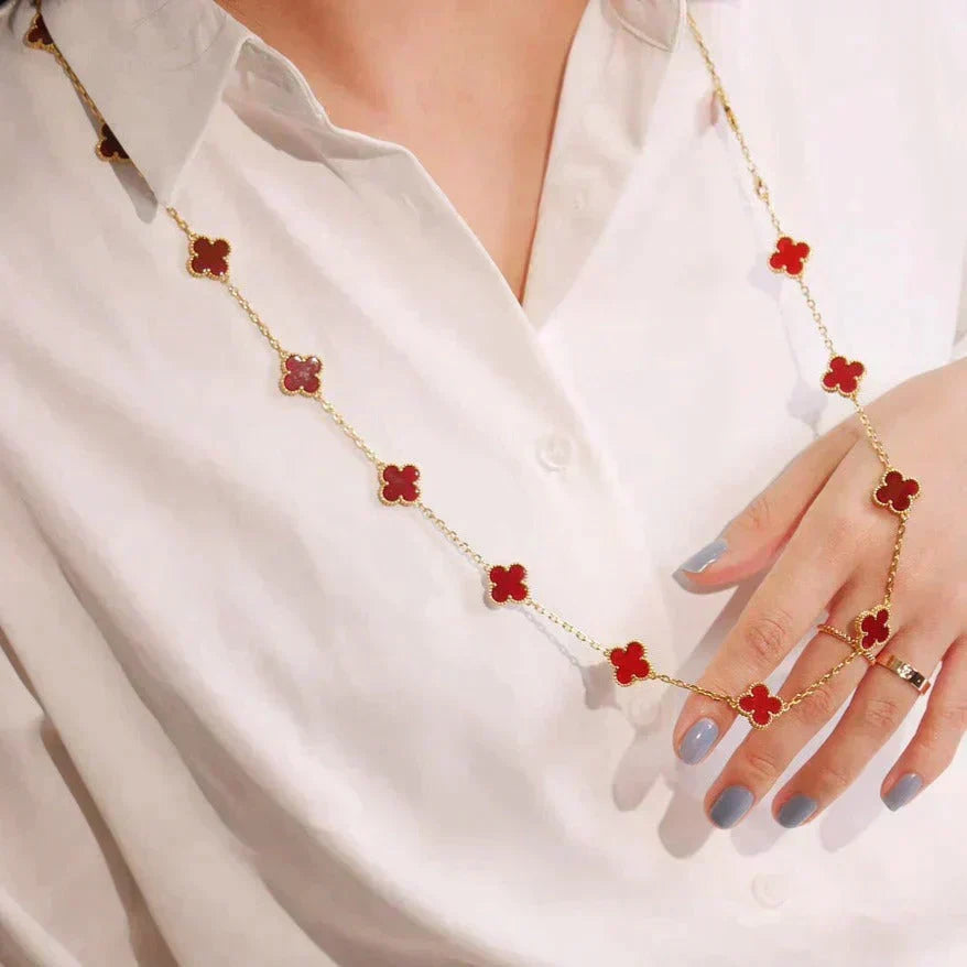 [Ornora Jewelry]CLOVER 20 MOTIFS CARNELIAN NECKLACE