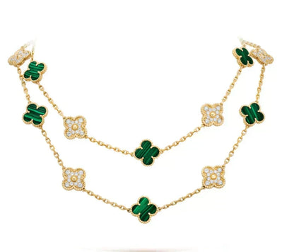 [Ornora Jewelry]CLOVER 20 MOTIFS MALACHITE DIAMOND NECKLACE