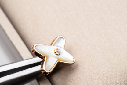 [Ornora Jewelry]JEUX DE WHITE MOP PINK GOLD DIAMOND EARRINGS