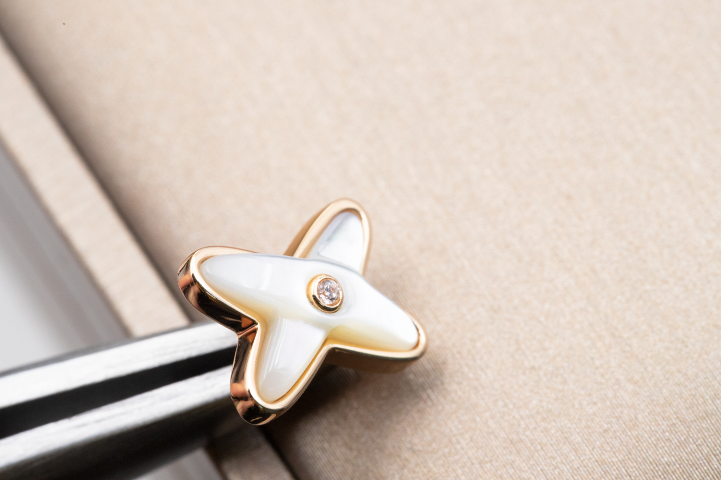[Ornora Jewelry]JEUX DE WHITE MOP ROSE GOLD DIAMOND EARRINGS