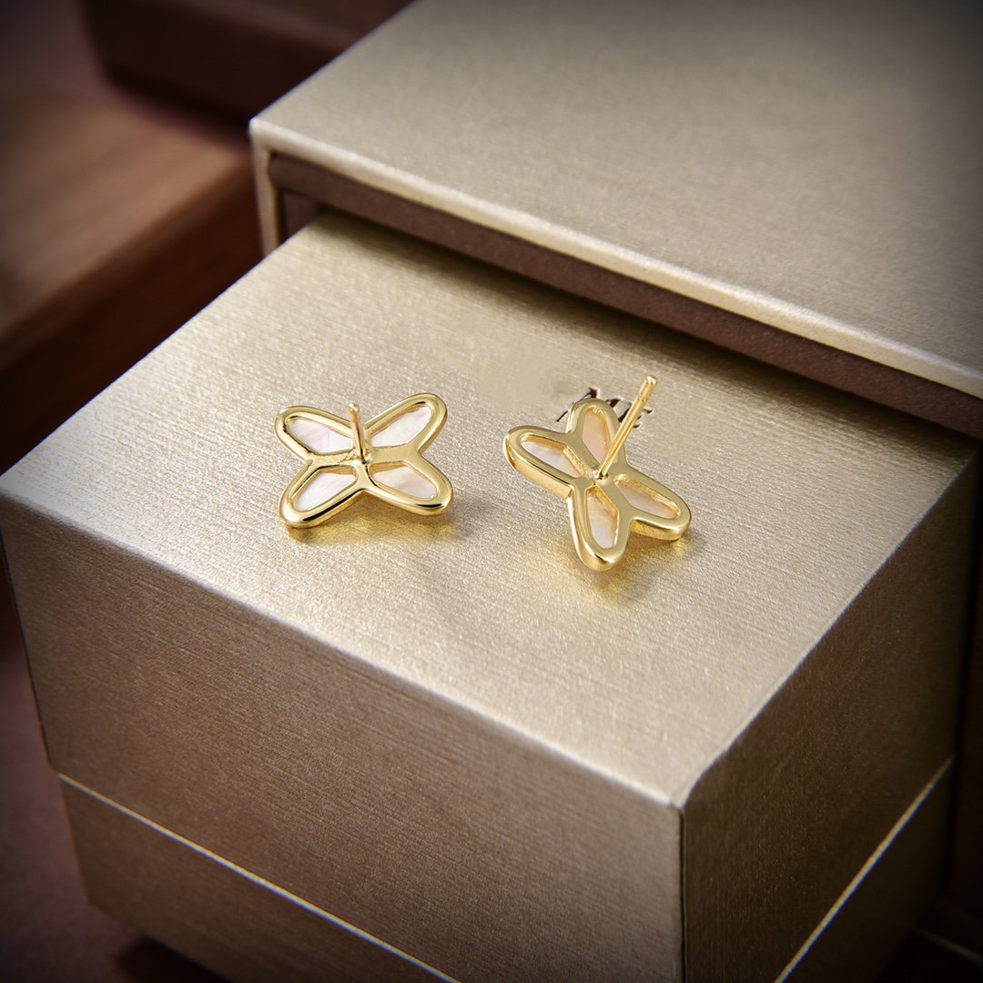 [Ornora Jewelry]JEUX DE WHITE MOP GOLD DIAMOND EARRINGS