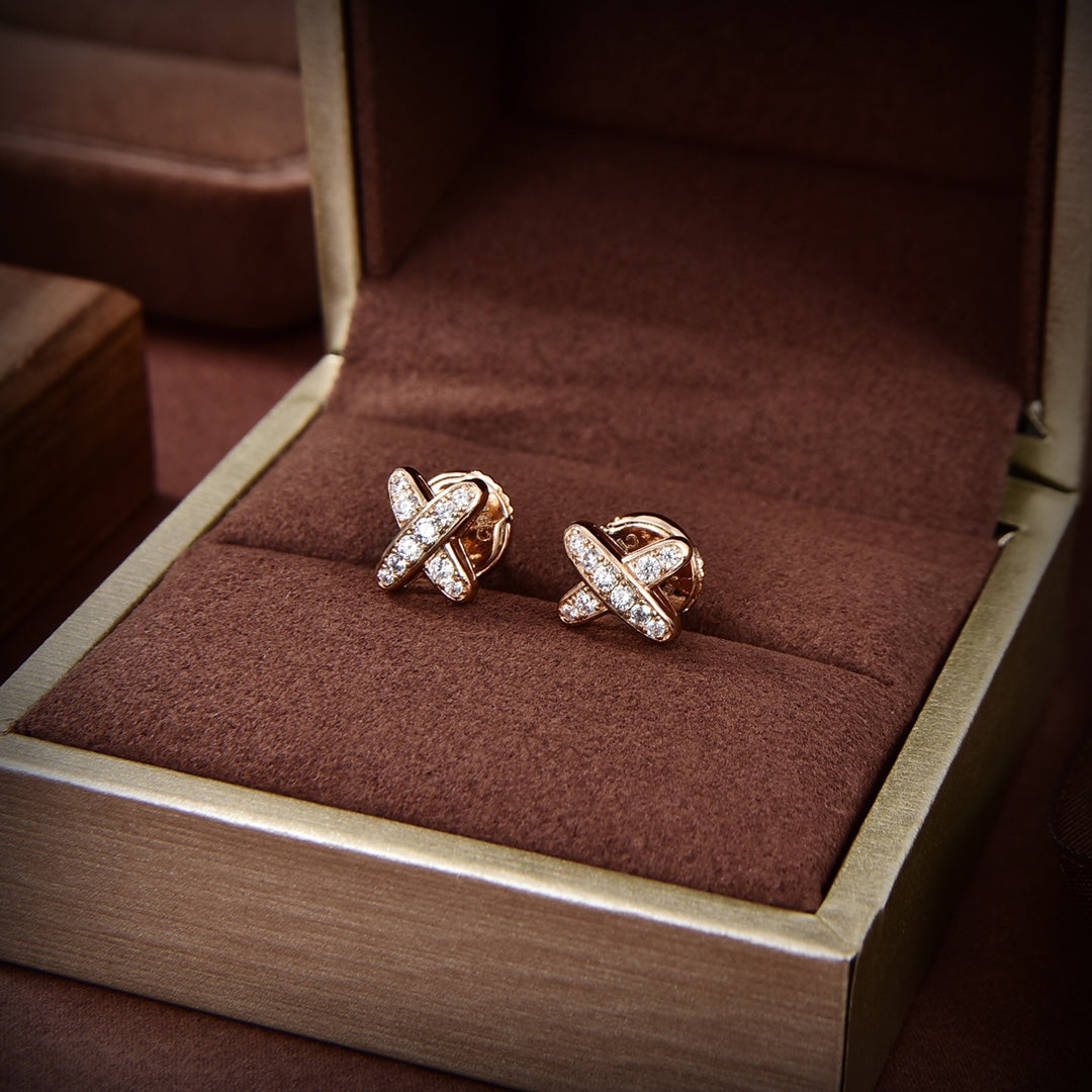 [Ornora Jewelry]JEUX DE GOLD DIAMOND EARRINGS