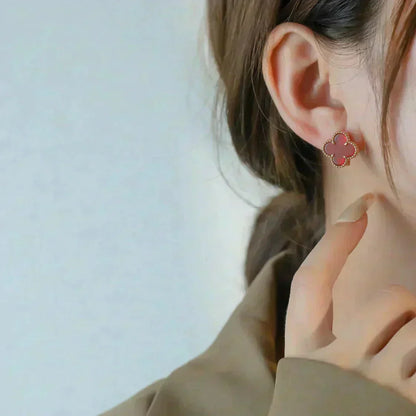 [Ornora Jewelry]CLOVER MEDIUM 1 MOTIFS CARNELIAN  EARRINGS