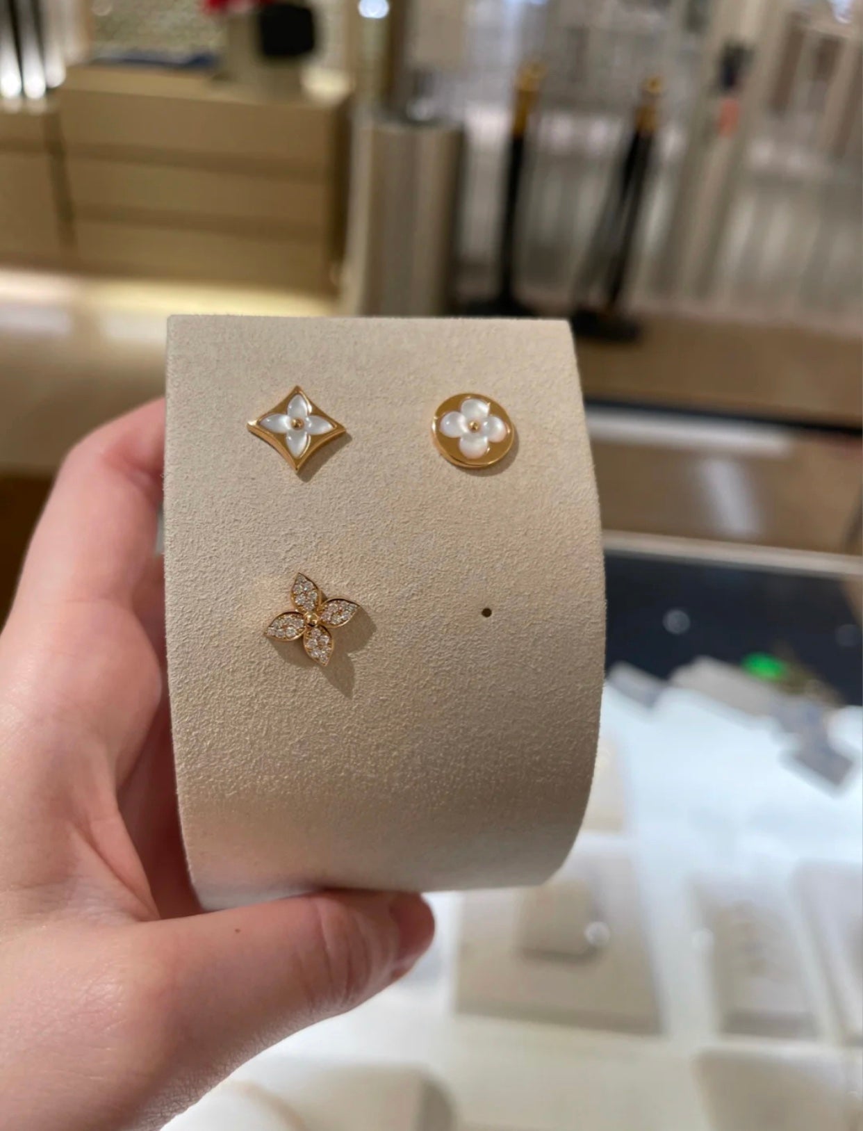 [Ornora Jewelry]STAR BLOSSOM STUD EARRINGS PINK GOLD DIAMONDS