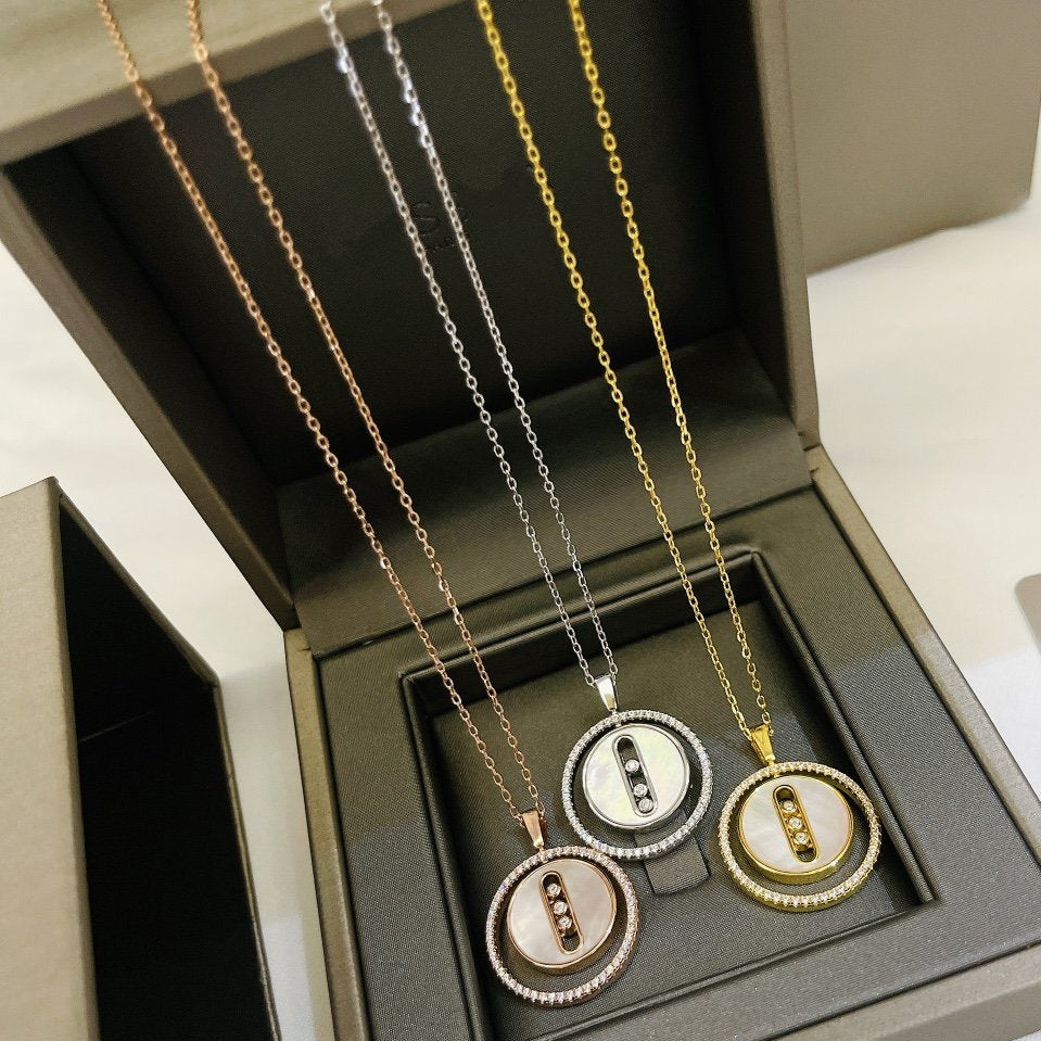 [Ornora Jewelry]LUCKY MOVE MM NACRE BLANCHE DIAMOND NECKLACE
