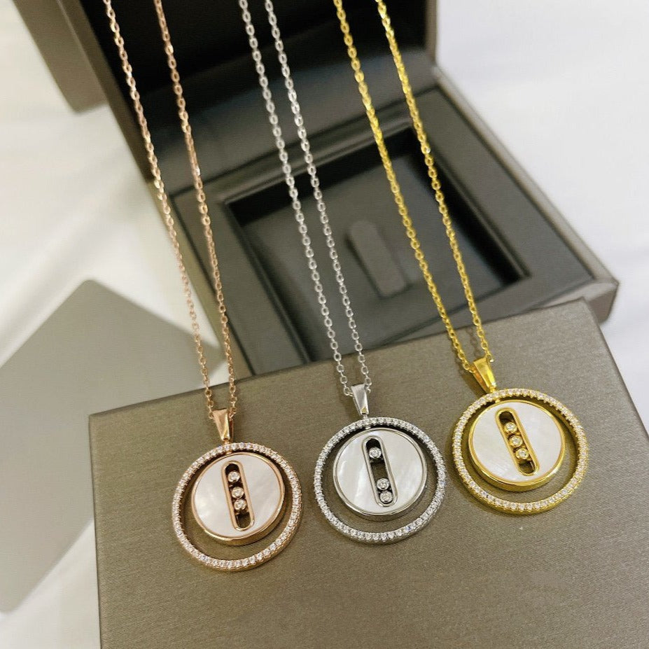 [Ornora Jewelry]LUCKY MOVE MM NACRE BLANCHE DIAMOND NECKLACE