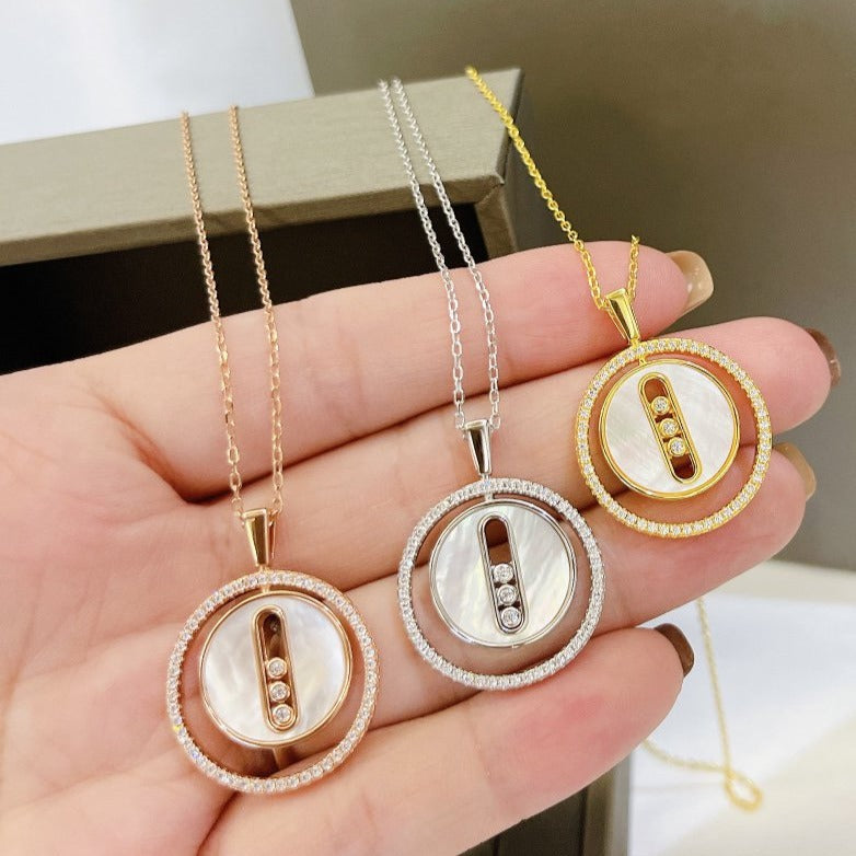 [Ornora Jewelry]LUCKY MOVE MM NACRE BLANCHE DIAMOND NECKLACE