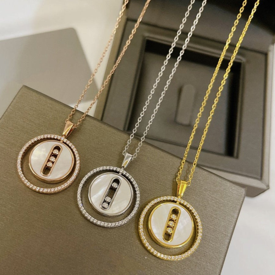 [Ornora Jewelry]LUCKY MOVE MM NACRE BLANCHE DIAMOND NECKLACE