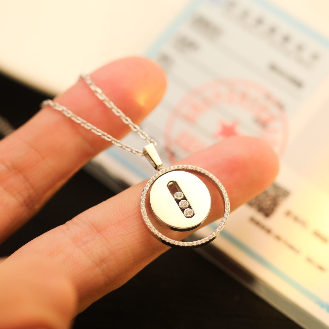 [Ornora Jewelry]LUCKY MOVE MM SILVER DIAMOND NECKLACE