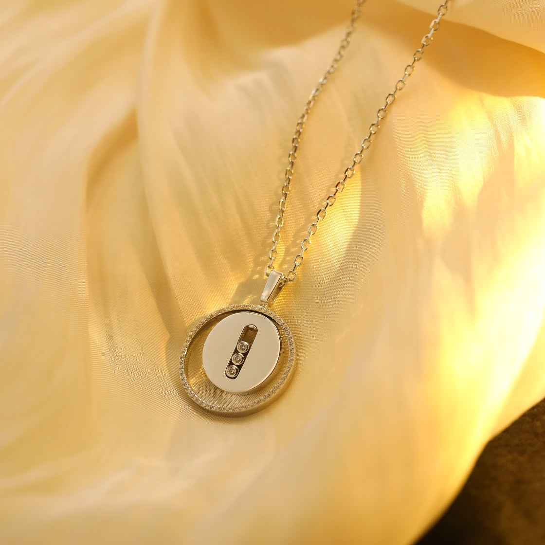 [Ornora Jewelry]LUCKY MOVE MM SILVER DIAMOND NECKLACE