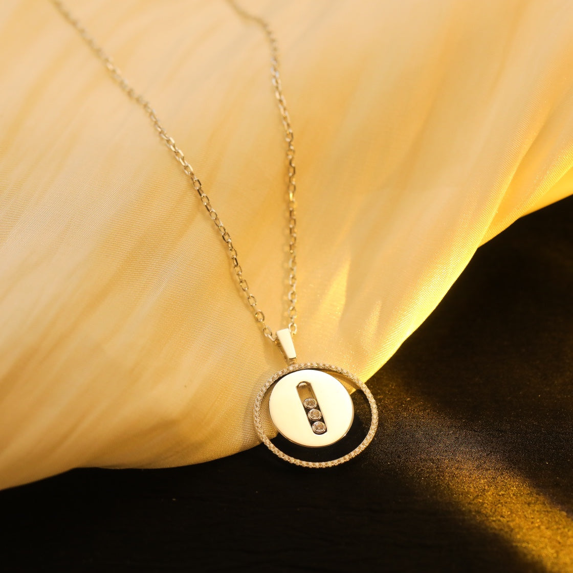 [Ornora Jewelry]LUCKY MOVE MM SILVER DIAMOND NECKLACE