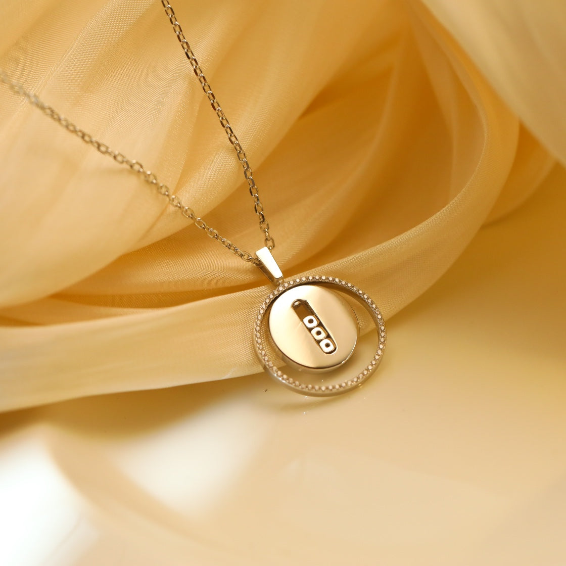 [Ornora Jewelry]LUCKY MOVE MM SILVER DIAMOND NECKLACE