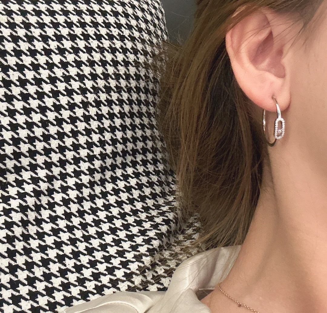 [Ornora Jewelry]CREOLES MOVE UNO PM DIAMOND EARRINGS