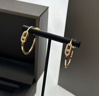 [Ornora Jewelry]CREOLES MOVE UNO PM DIAMOND EARRINGS