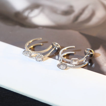 [Ornora Jewelry]CREOLES MY TWIN 2 RANGS SILVER DIAMOND EARRINGS