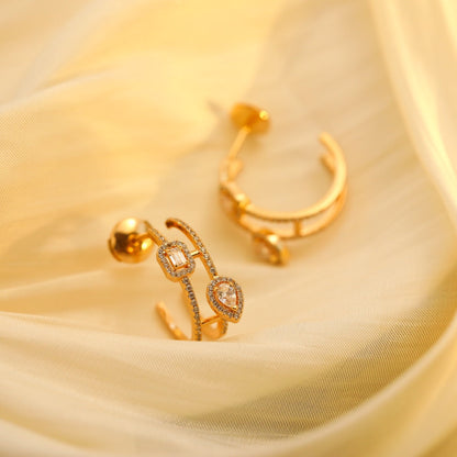 [Ornora Jewelry]CREOLES MY TWIN 2 RANGS SILVER DIAMOND EARRINGS