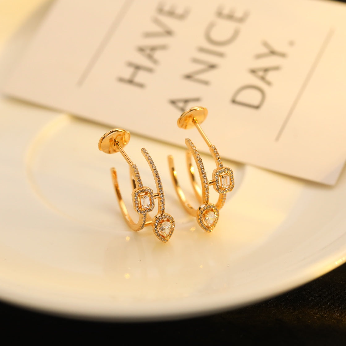 [Ornora Jewelry]CREOLES MY TWIN 2 RANGS SILVER DIAMOND EARRINGS